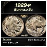 1929-p Buffalo Nickel 5c Grades ms65