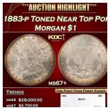 1883-p Morgan Dollar Toned Near Top Pop $1 ms67+ S