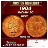 1904 Indian Cent . 1c ms66 rd SEGS
