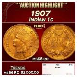 1907 Indian Cent . 1c ms66 rd SEGS