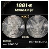 1881-s Morgan Dollar $1 Grades ms65