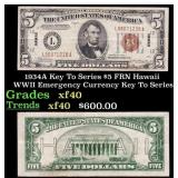 1934A $5 FRN Hawaii WWII Emergency Currency Key To