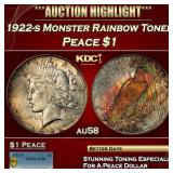 PCGS 1922-s Peace Dollar Monster Rainbow Toned $1