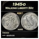 1945-d Walking Liberty Half Dollar 50c Grades ms66