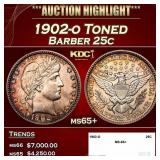 1902-o Barber Quarter Toned 25c ms65+ SEGS