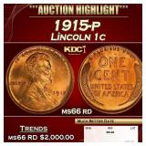 1915-p Lincoln Cent 1c ms66 rd SEGS