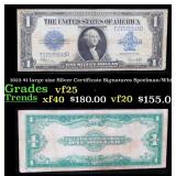 1923 $1 large size Silver Certificate Grades vf+ S