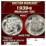 1939-s Mercury Dime 10c ms66 FSB SEGS