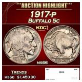 1917-p Buffalo Nickel 5c ms66 SEGS