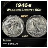1946-s Walking Liberty Half Dollar 50c Grades ms66