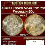 1949-s Franklin Half Dollar Toned Near Top Pop 50c