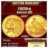 1909-s Gold Indian Half Eagle $5 ms63+ USCG