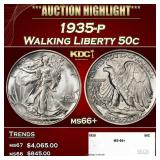 1935-p Walking Liberty Half Dollar 50c ms66+ SEGS