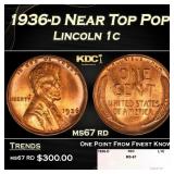 1936-d Lincoln Cent Near Top Pop 1c ms67 rd SEGS