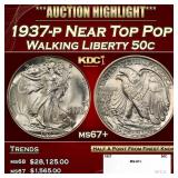 1937-p Walking Liberty Half Dollar Near Top Pop 50