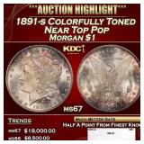 1891-s Morgan Dollar Colorfully Toned Near Top Pop