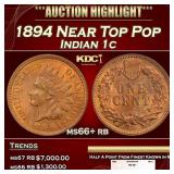 1894 Indian Cent Near Top Pop 1c ms66+ rb SEGS