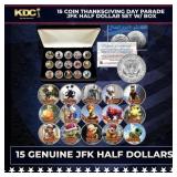 15 Coin Thanksgiving Day Parade JFK Half Dollar Se