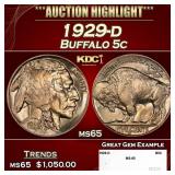 1929-d Buffalo Nickel 5c ms65 SEGS