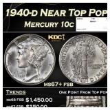 1940-d Mercury Dime Near Top Pop 10c ms67+ fsb SEG