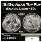 1943-d Walking Liberty Half Dollar Near Top Pop 50