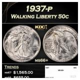 1937-p Walking Liberty Half Dollar 50c ms66+ SEGS