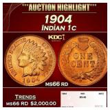 1904 Indian Cent . 1c ms66 rd SEGS