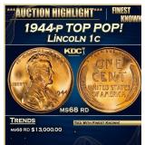 1944-p Lincoln Cent TOP POP! 1c Grades ms68 rd