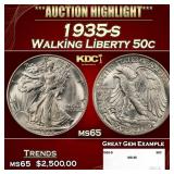 1935-s Walking Liberty Half Dollar 50c ms65 SEGS