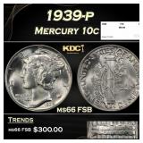 1939-p Mercury Dime 10c ms66 FSB SEGS