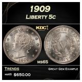 1909 Liberty Nickel 5c Grades ms65