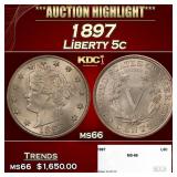 1897 Liberty Nickel 5c ms66 SEGS