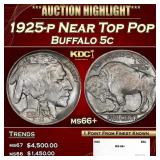 1925-p Buffalo Nickel Near Top Pop 5c ms66+ SEGS