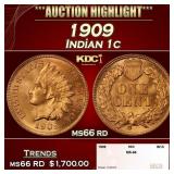 1909 Indian Cent 1c ms66 rd SEGS