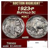 1923-p Buffalo Nickel 5c ms66 SEGS