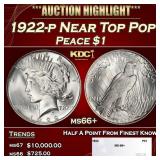 1922-p Peace Dollar Near Top Pop $1 ms66+ SEGS