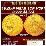 1926-p Gold Indian Quarter Eagle Near Top Pop! $2