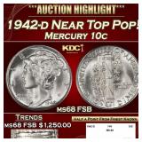 1942-d Mercury Dime Near Top Pop! 10c ms68 FSB SEG