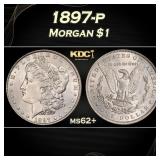 1897-p Morgan Dollar $1 Grades ms62+