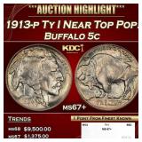 1913-p Ty I Buffalo Nickel Near Top Pop! 5c ms67+