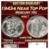 1943-s Mercury Dime Near Top Pop! 10c ms68 FSB SEG