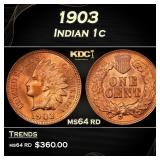 1903 Indian Cent . 1c Grades ms64 rd