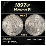 1897-p Morgan Dollar $1 Grades ms65