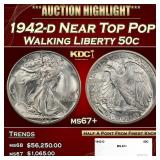 1942-d Walking Liberty Half Dollar Near Top Pop 50