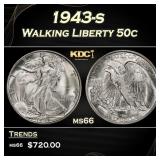 1943-s Walking Liberty Half Dollar 50c Grades ms66