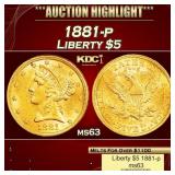 1881-p Gold Liberty Half Eagle $5 ms63 USCG