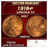 1918-p Lincoln Cent 1c ms66 rd SEGS