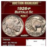 1926-p Buffalo Nickel 5c ms66+ SEGS
