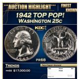1942 Proof Washington Quarter TOP POP! 25c pr68 SE