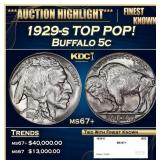 1929-s Buffalo Nickel TOP POP! 5c ms67+ SEGS